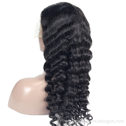Cheap wholesale 100% human loose deep wave lace front wigs hd lace wig remy cuticle aligned loose deep lace wig